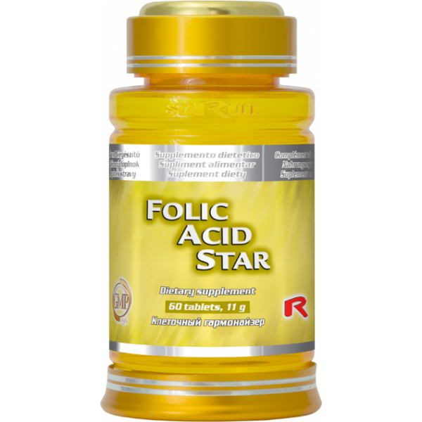 Folic acid star obsahuje kyselinu listovou a B9. Krvetvorba, snížení únavy, vyčerpání, podpora imunitního systému