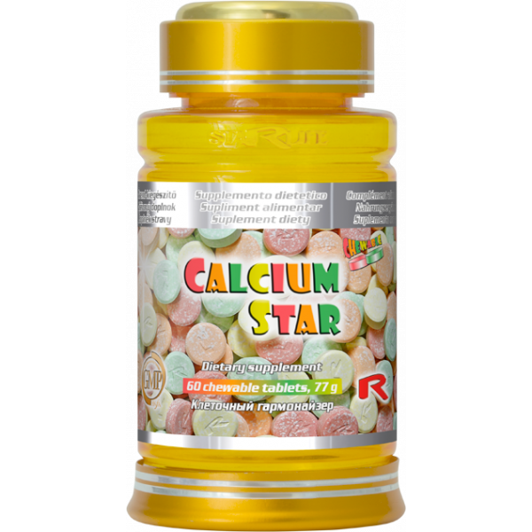 Calcium star - cucací pastilky s vápníkem pro zdravý stav kostí a zubů, funkci nervových přenosů  a činnost svalů